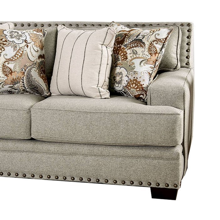 Chenille Fabric Upholstered Loveseat with Track Armrest, Gray