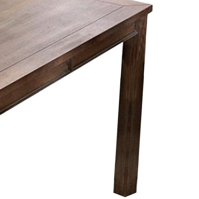 Wooden Counter Height Dining Table with Thick Legs, Brown and Beige