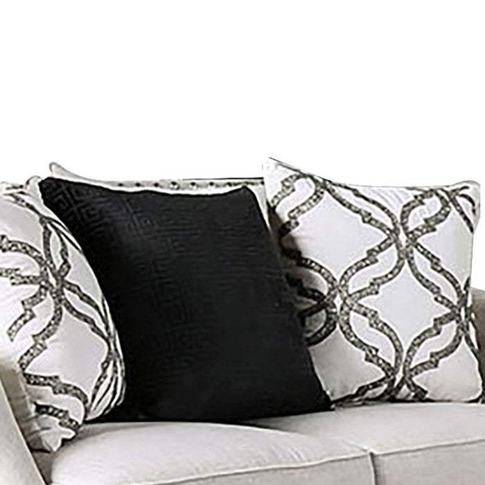 Fabric Upholstered Wooden Loveseat with Nailhead Trim, Beige