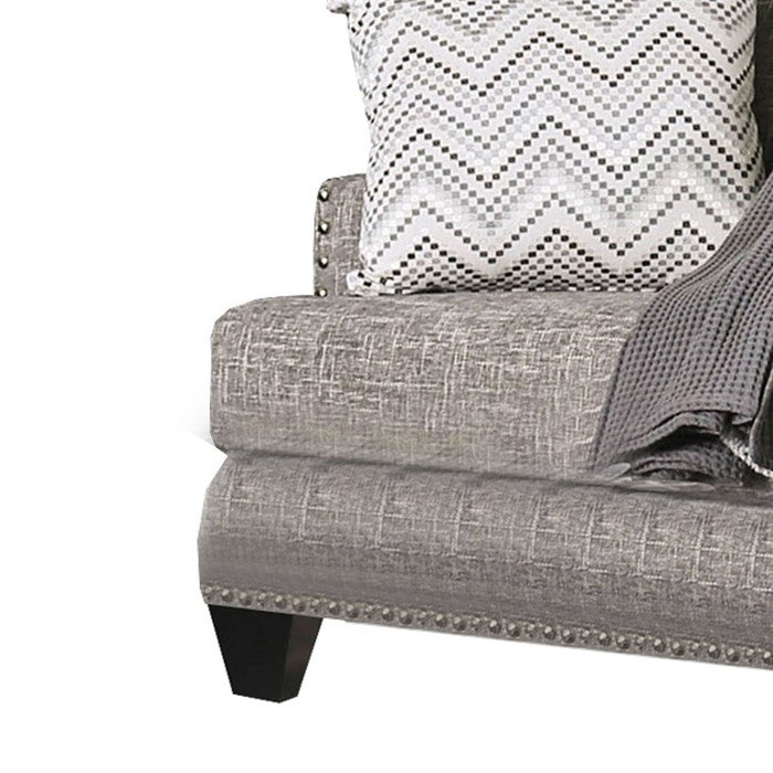Fabric Upholstered Wooden Sofa with Reversible Cushions, Gray