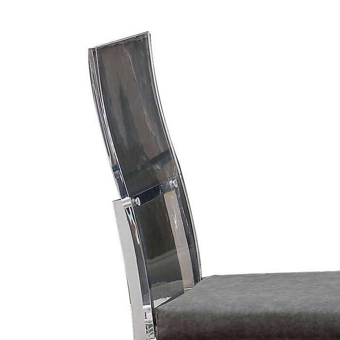 Metal Dining Side Chair with Acrylic Backing, Set of 2,Gray and Silver