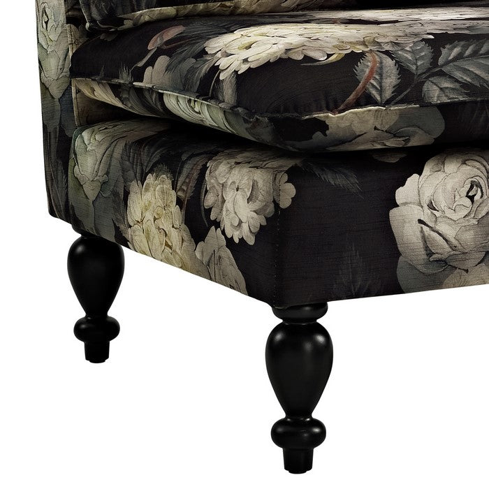 Contemporary Style Wooden Fabric Pillow Top Settee, Multicolor