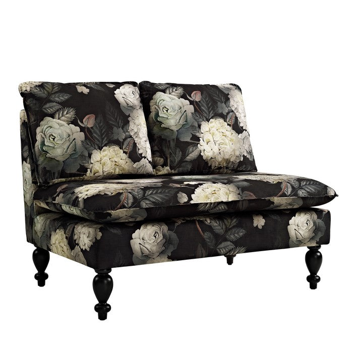 Contemporary Style Wooden Fabric Pillow Top Settee, Multicolor