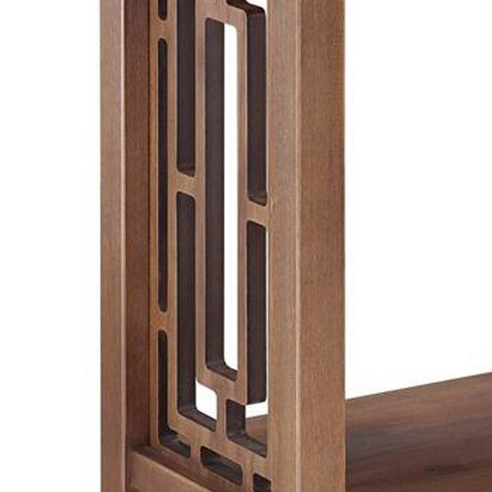 Transitional Wooden TV Stand with Three Drawers and Bottom Shelf,Brown