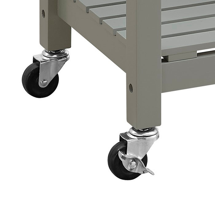 Contemporary Kitchen Island with Stainless Steel Top and Casters, Gray
