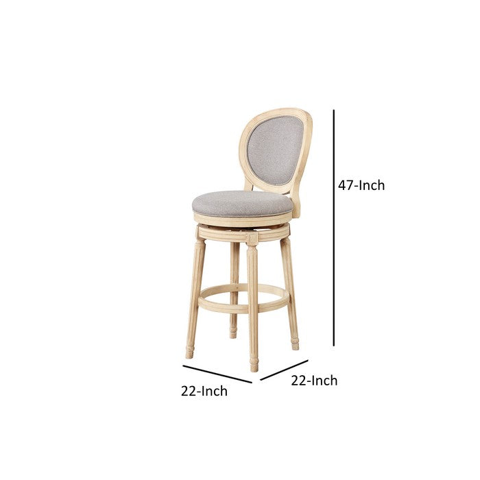 Transitional Style Wooden Swivel Bar Stool with Footrest, Brown