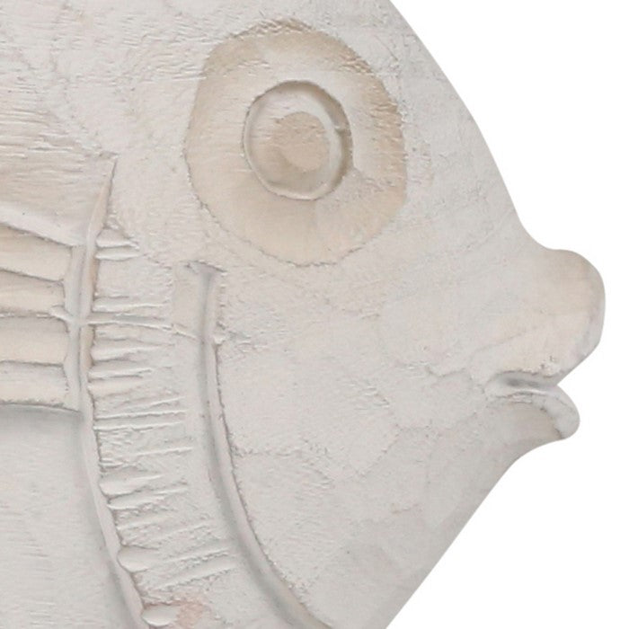 Polyresin Fish Figurine with Scale Texture and Fins, White, Small
