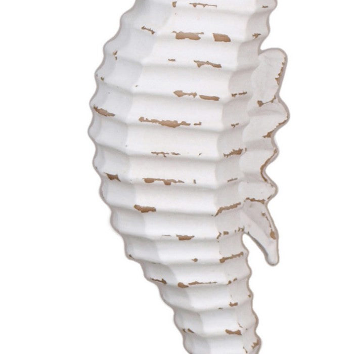Polyresin Seahorse Shaped Decorative Candle Holder, White, Small