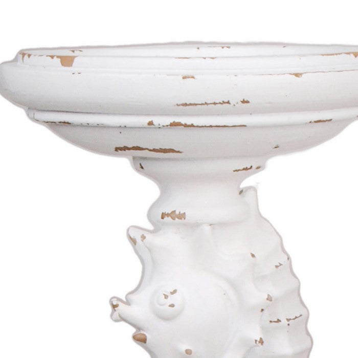 Polyresin Seahorse Shaped Decorative Candle Holder, White, Small
