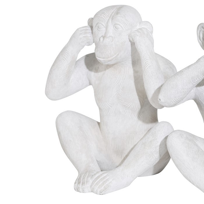 Polyresin Construct Famous Monkey Triplet Set, White