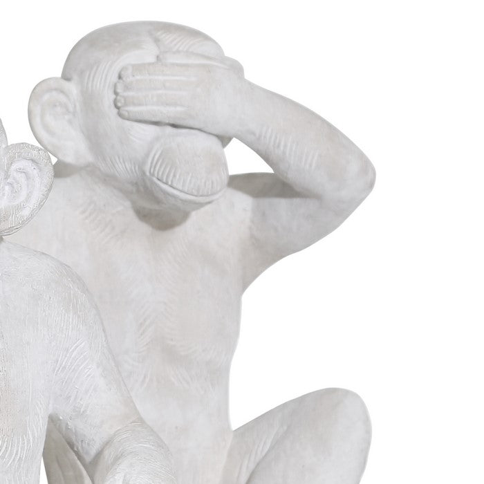 Polyresin Construct Famous Monkey Triplet Set, White