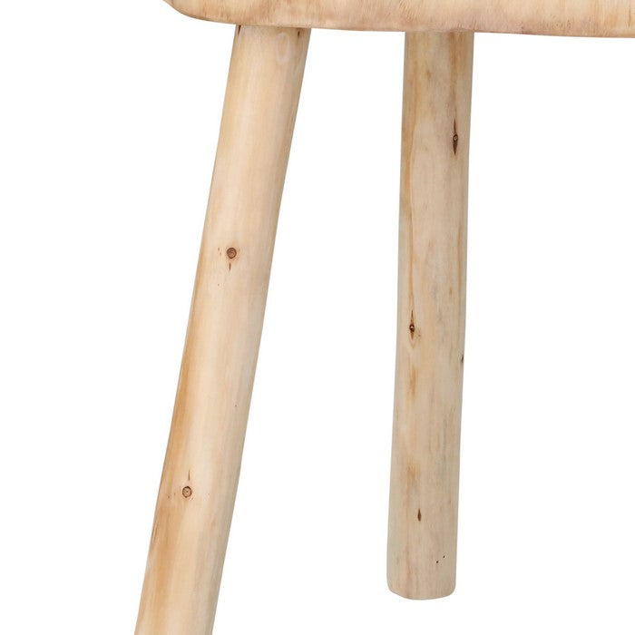 Wooden Contemporary Accent Table with Texture Rings, Beige