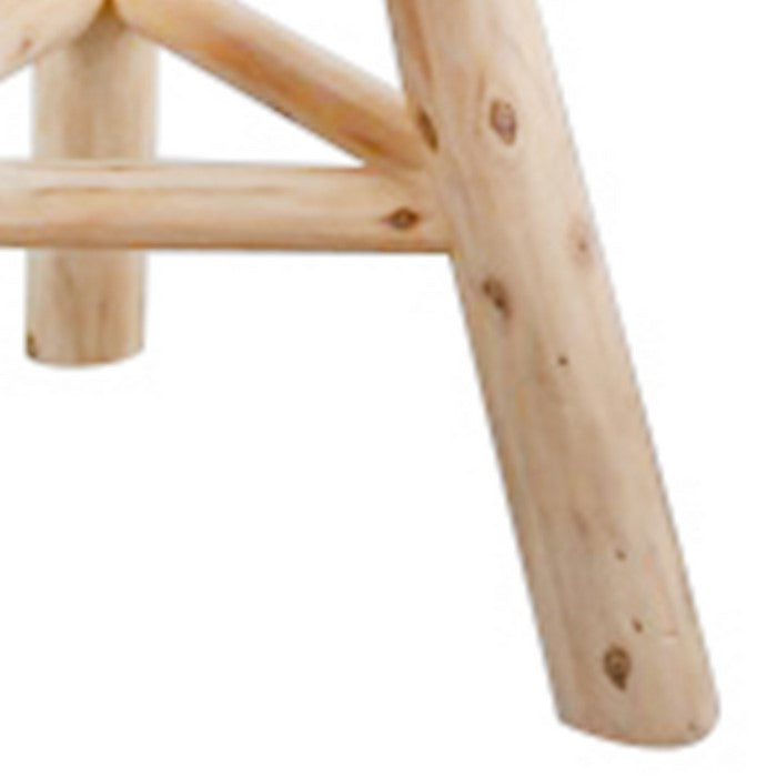 Farmhouse Style Wooden Stool with Angled Legs Supoort, Beige