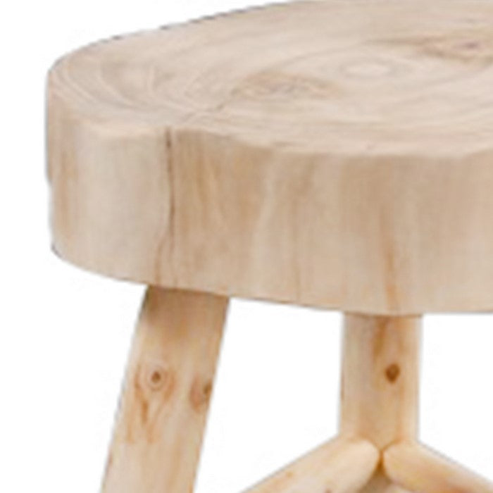Farmhouse Style Wooden Stool with Angled Legs Supoort, Beige
