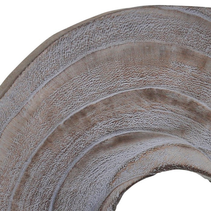 Wooden Doughnut Shaped Disk Table Top Decor with Stand Support, Gray