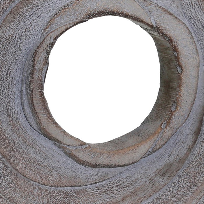 Wooden Doughnut Shaped Disk Table Top Decor with Stand Support, Gray