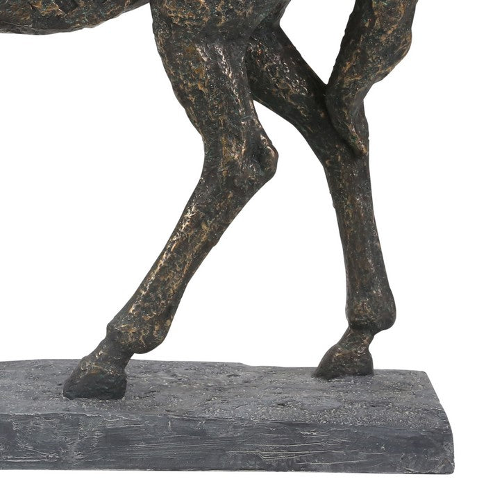 Traditioonal Polyresin Horse Figurine with Old Metal Look, Bronze