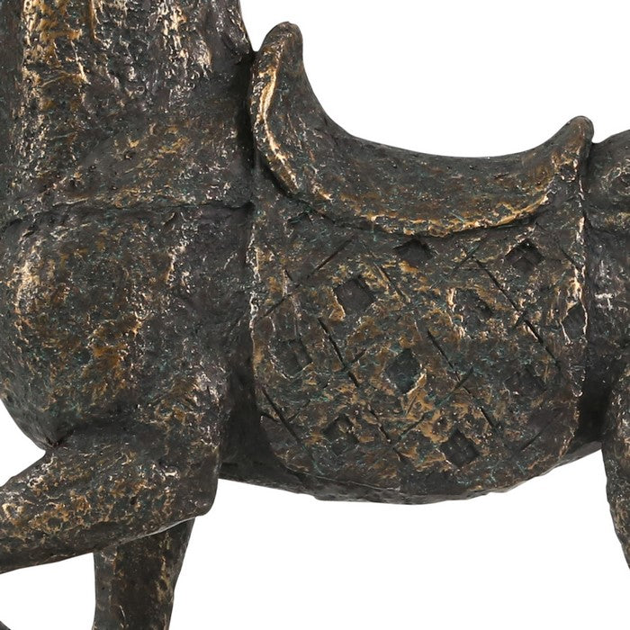 Traditioonal Polyresin Horse Figurine with Old Metal Look, Bronze