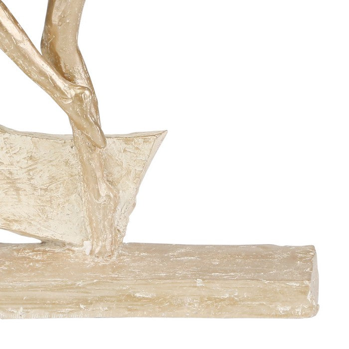 Contemporary Polyresin Ballet Dancer Figurine with Cresent Moon, Gold
