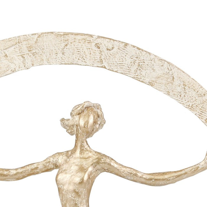 Contemporary Polyresin Ballet Dancer Figurine with Cresent Moon, Gold