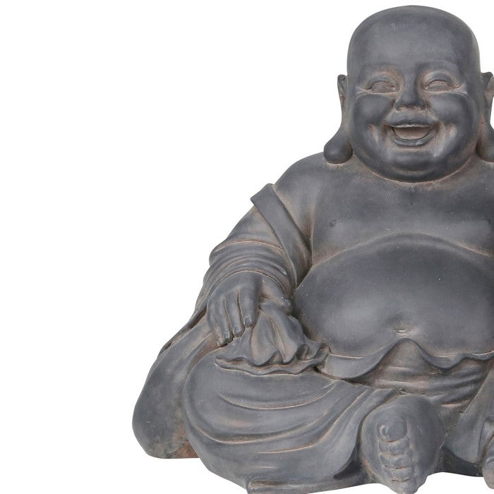 Laughing Buddha Polyresin Figurine with Dusty Appearance, Gray
