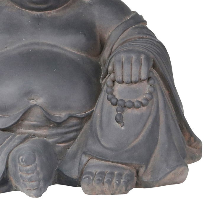 Laughing Buddha Polyresin Figurine with Dusty Appearance, Gray