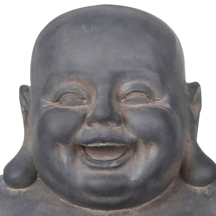 Laughing Buddha Polyresin Figurine with Dusty Appearance, Gray