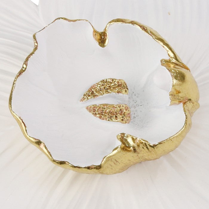 Polyresin Orchid Wall Hanging Decor with Gold Anthers, Large, White