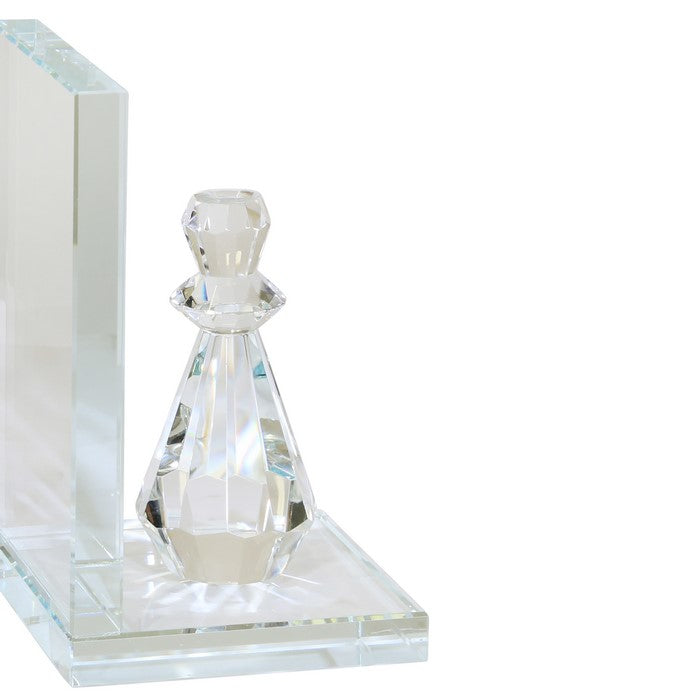 Glass Made Chess Piece Bookend, Pair of 2, Clear