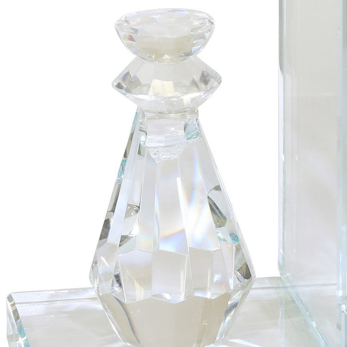 Glass Made Chess Piece Bookend, Pair of 2, Clear