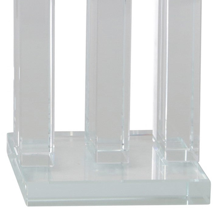 Glass Made Pillar Statuette Bookend, Pair of 2, Clear