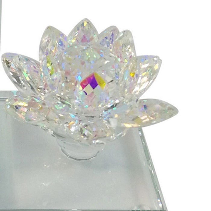 Glass Made Lotus Statuette Bookend, Pair of 2, Clear