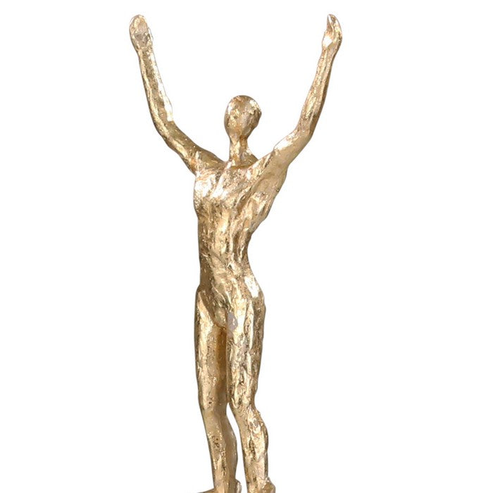 Polyresin Acrobat Duo Statuette with Unicycle and Block Base, Gold