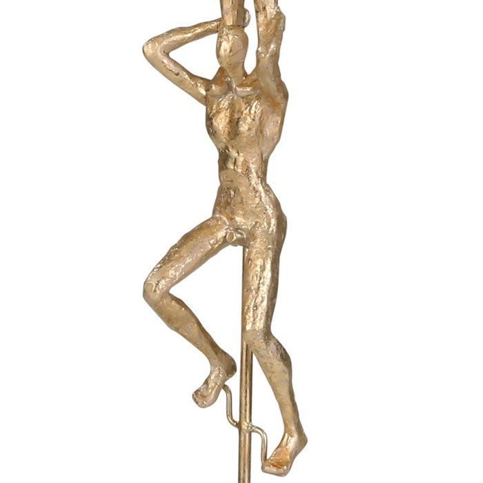 Polyresin Acrobat Duo Statuette with Unicycle and Block Base, Gold