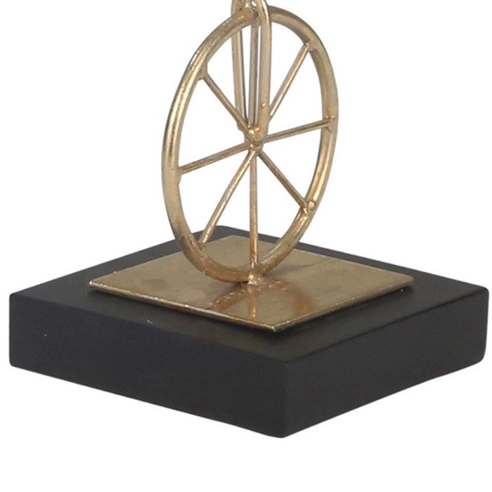 Polyresin Acrobat Duo Statuette with Unicycle and Block Base, Gold