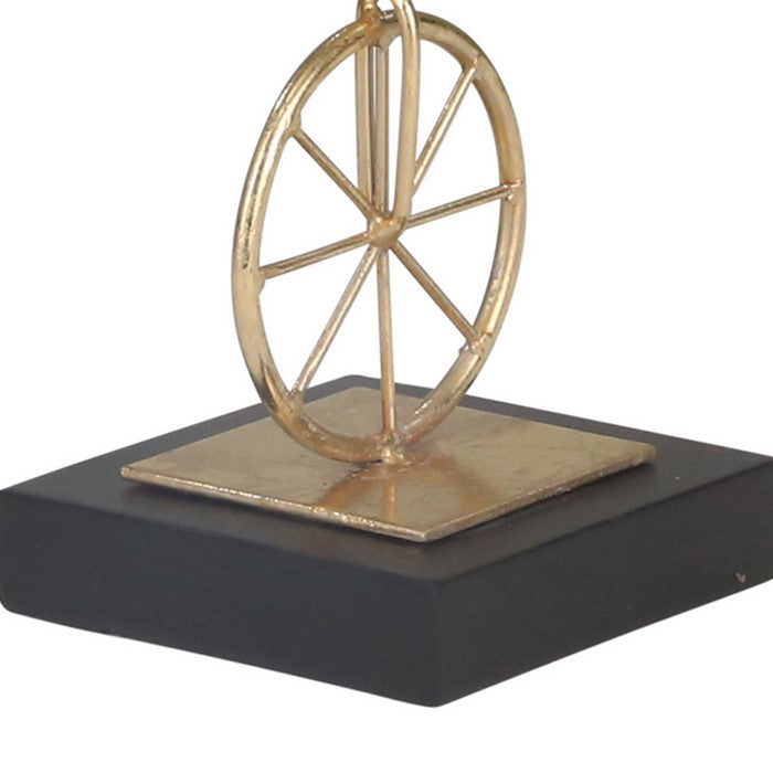 Polyresin Acrobat Statuette with Unicycle and Block Base, Gold