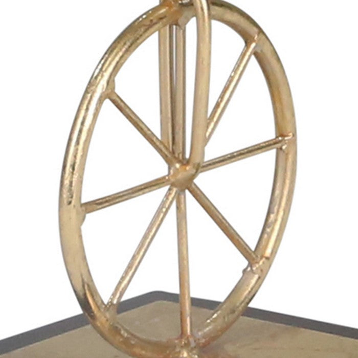 Polyresin Acrobat Statuette with Unicycle and Block Base, Gold