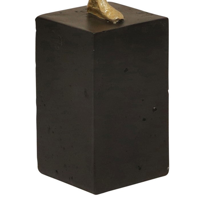 Polyresin Upright Female Gymnast Figurine Table Decor, Gold and Black