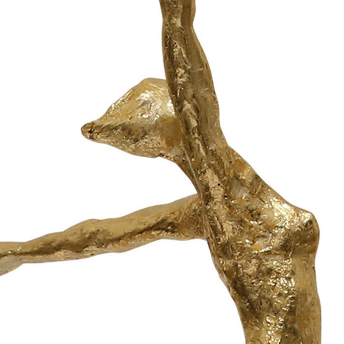 Polyresin Upright Female Gymnast Figurine Table Decor, Gold and Black