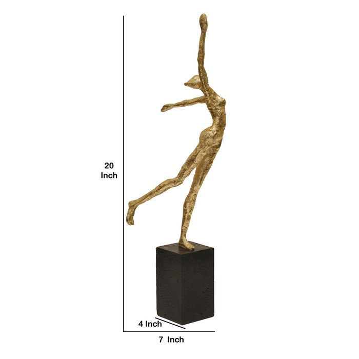 Polyresin Upright Female Gymnast Figurine Table Decor, Gold and Black