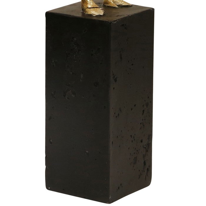 Polyresin Upside Down Male Gymnast Figurine Table Decor,Gold and Black