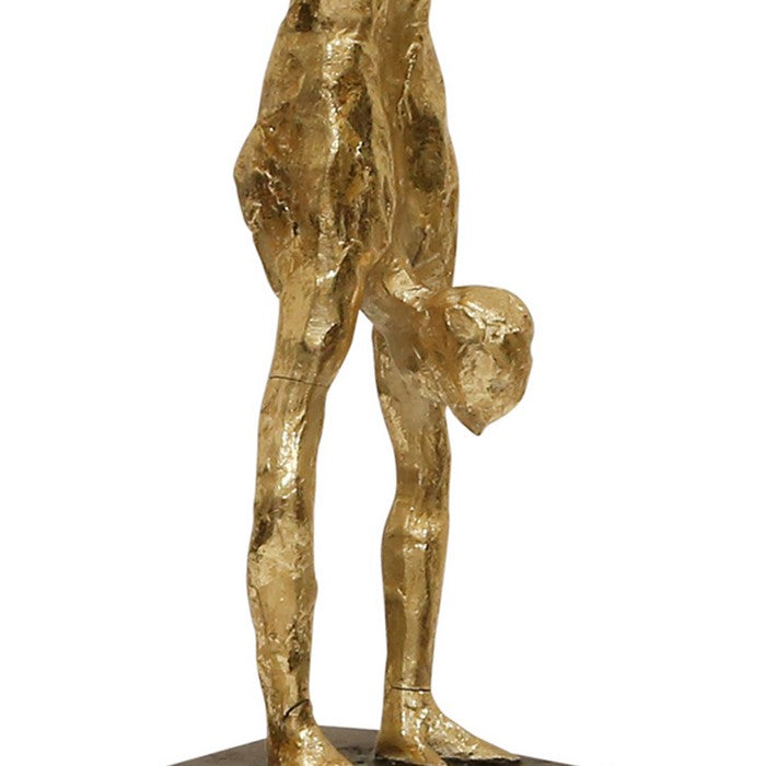 Polyresin Upside Down Male Gymnast Figurine Table Decor,Gold and Black