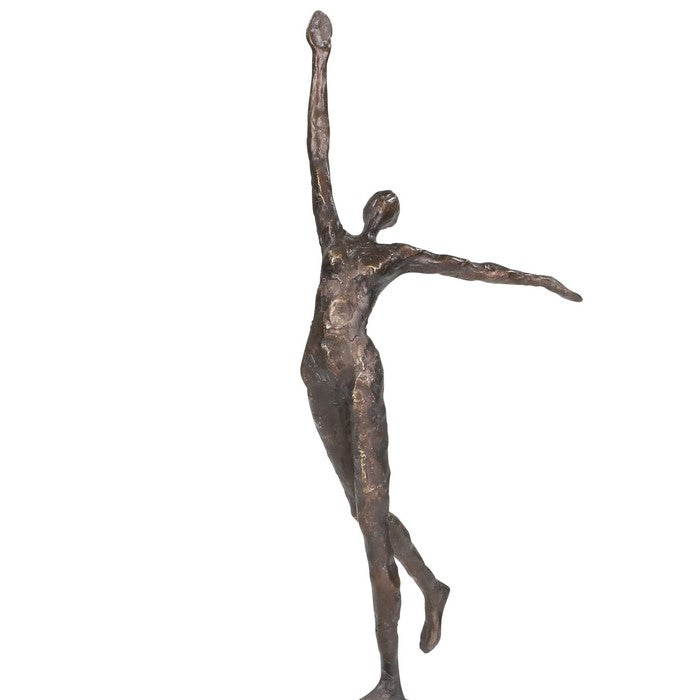 Polyresin Upright Female Gymnast Figurine Table Decor, Bronze and Gray