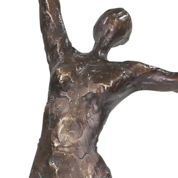 Polyresin Upright Female Gymnast Figurine Table Decor, Bronze and Gray