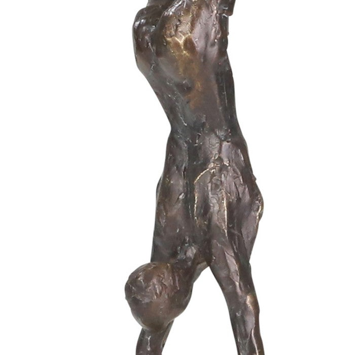 Polyresin Upside Down Male Gymnast Figurine Decor,Bronze and Gray