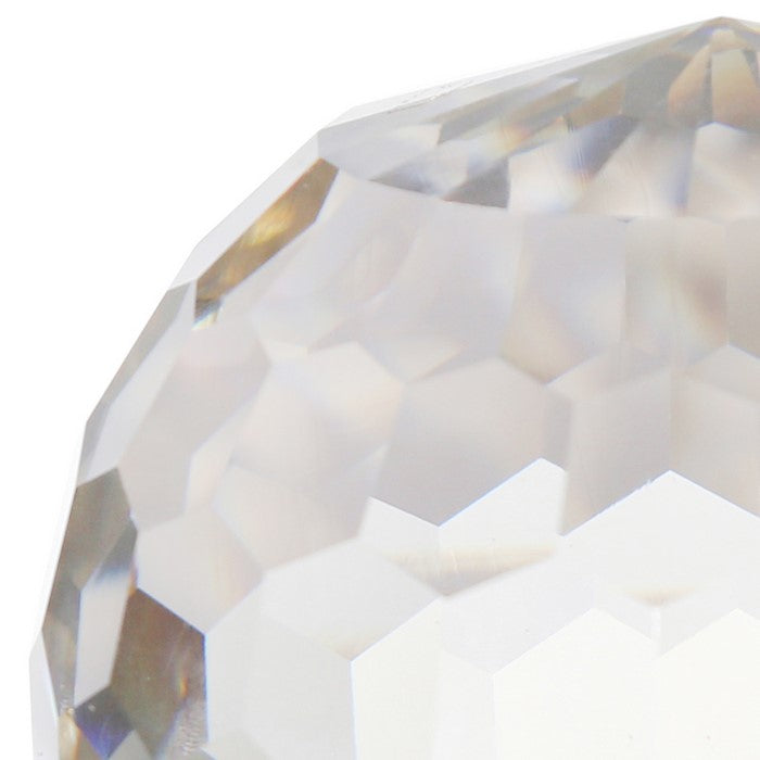 Faceted Crystal Orb with Rectangular Support, Large, Clear