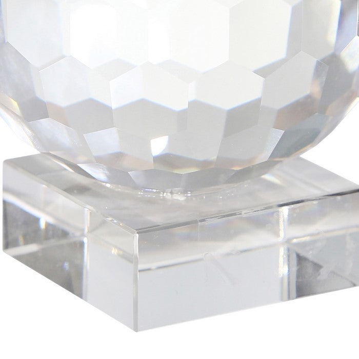 Faceted Crystal Orb with Rectangular Support, Small, Clear