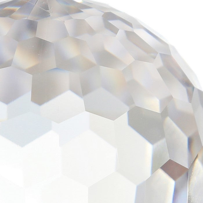 Faceted Crystal Orb with Rectangular Support, Small, Clear