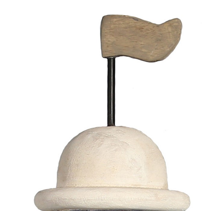 Wooden Light House Figurine with Flag Finial, Large, Multicolor