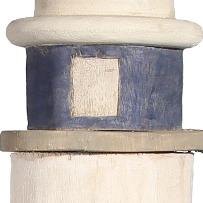 Wooden Light House Figurine with Flag Finial, Large, Multicolor